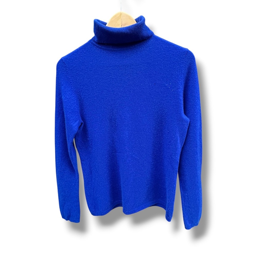 Cash by Charter Club Royal Blue Cashmere Turtleneck Sweater Womens Medium